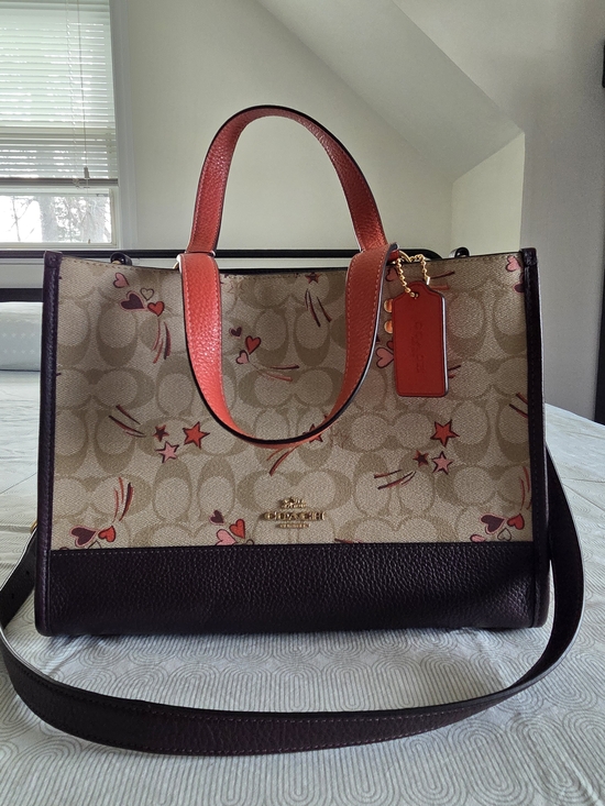 Coach Handbags - Coach Signature Canvas Tote with Pink and Brown Accents